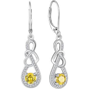 Dangle Drop Earrings for Women 925 Sterling Silver Heart Infinity Leverback Earrings Birthstone Jewelry Gifts for Women Wife Girlfriend Mother Daughter Her