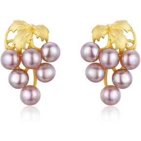 Golden Silver Grapes Freshwater Cultured Pearl Studs