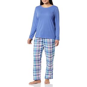 AmeriMark Women’s 2-Piece Flannel Pajama Set Nightwear for Sleeping Long Sleeve Cotton Loungewear Top and PJ Pants Sleepwear
