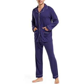Men's Pajama Sets, Modal Long Pajama Set Ultra Soft Sleepwear PJS Loungewear Set 2 pieces