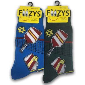 Foozys Mens Crew Socks | Pickelball Style Novelty Socks | 2 Pair