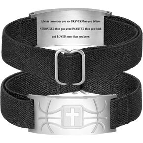 Basketball Bracelets Cross Bracelet for Men Boys, Elastic Strap Stainless Steel Adjustable Bracelets Bible Verse Bracelets Christian Jewelry Gifts for Men Boys