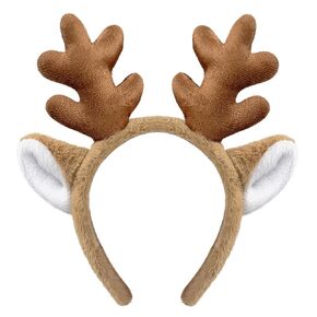 Dolkoic Reindeer Antlers Headband Christmas Deer Antlers Headband Fluffy Animal Ears Headband Party Cosplay Deer Costume for Christmas Halloween