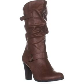 Style & Co. Womens Sachip Leather Closed Toe Mid-Calf Fashion Brown