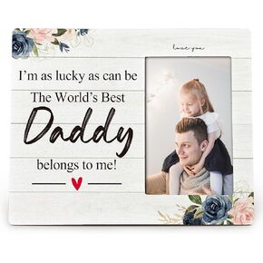 Meme Gifts 4X6 Picture Photo Frames, I Am As Lucky As Can Be The Best Meme Belong To Me Wood Photo Frame, Meme Christmas Birthday Mother’S Day Gifts Picture Frame for Wall Tabletop Display