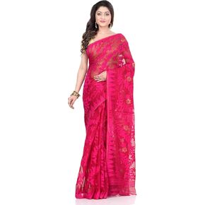 Women's Bengal Handloom Tant Soft Dhakai Jamdani Cotton Saree Whole Body Design Without Blouse Piece 5.5 Mtr