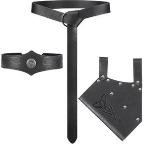3PCS Renaissance Accessories, Viking Headpiece, Renaissance Belt, and Sword Frog for Medieval Halloween Cosplay