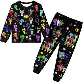 Boys Girls Sprunki Pant Sets Kids Music Adventure 2pcs Shirts Outfits 5-10 Years