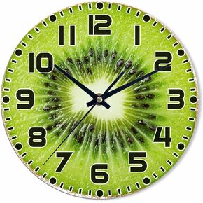 Baseball Wall Clock 10 inch Round White Sports Ball Silent Non Ticking Wood Wall Clocks Battery Operated Easy to Read Decorative Wall Clock for Bedroom Kitchen Living Room Bathroom