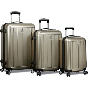 World Traveler Orlando Hardside Spinner Luggage TSA Lock, Champagne, 3-Piece Set