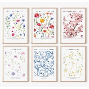 Floral Wall Art Decor Nursery Flower Canvas Wall Art Prints Wildflower Nursery Wall Art Decor Girls Floral Poster Pictures Vintage Botanical Prints for Nursery Bedroom 8x10 Inch Unframed Set of 4