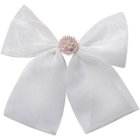 Fashion Elegant Organza Ribbon Bow Tie Brooch Pins for Women Girls Pearl Bow Tie Pre-Tied Bowknot Pin Corsage Collar accessory