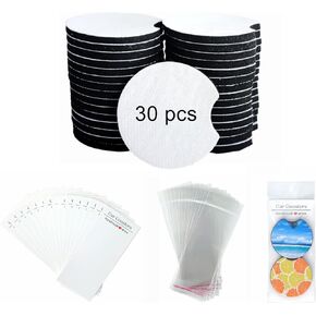 60PCS Sublimation Coasters Blanks, Round Car Coasters Sublimation Blanks Set, Car Coaster Packaging with Display Cards Bags, 4 Inch Blank Cup Mat for Sublimation Transfer Heat Press DIY Crafts