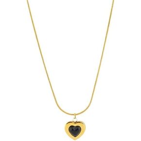 18 K Gold Plated Cute Heart Necklace Women's Choker Necklaces Heart Black Crystal Pendant Necklace Acrylic Pendant Necklace, Adjustable Chain Inspirational Jewelry Gifts