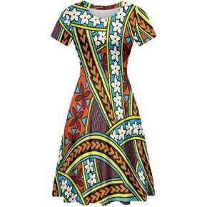 Pinupub Women American Flag Dress July 4th Patriotic Round Neck Casual Star Striped Short Sleeve Dress