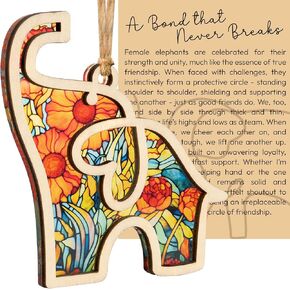 Friendship Elephant Ornament with Story Card, Sisterhood Elephant Ornament for Women Tribe, Friendship Gifts for Best Friends and Sisters, Unique Elephant Ornament for Special Bond (Suncatcher)