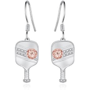 Pickleball Earrings 925 Sterling Silver Pickleball Jewelry Pickleball Paddle and Ball Earrings Jewelry Gifts for Women Pickleball Lovers