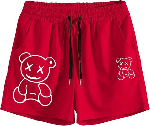 GORGLITTER Men's Graphic Letter Track Shorts Drawstring Waist Summer Cool Shorts with Pockets in Saudi Arabia