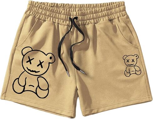 GORGLITTER Men's Graphic Letter Track Shorts Drawstring Waist Summer Cool Shorts with Pockets in Saudi Arabia