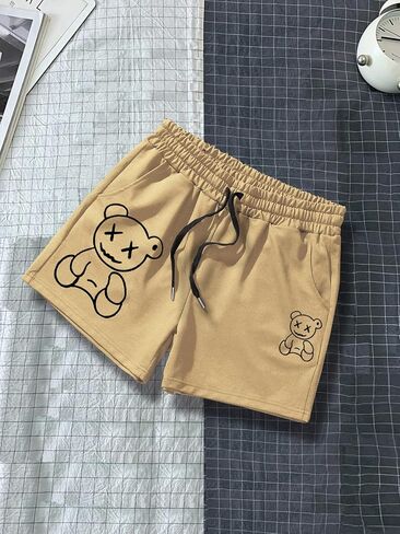 GORGLITTER Men's Graphic Letter Track Shorts Drawstring Waist Summer Cool Shorts with Pockets in Saudi Arabia