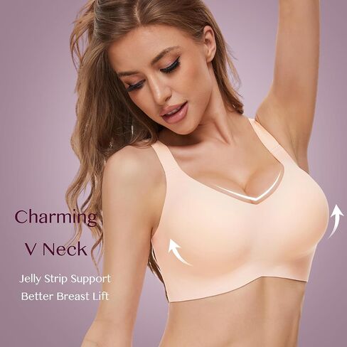 Wireless Bras for Women No Underwire Full Coverage Bralettes for Women V Neck Smooth Everyday Bras with Extender in Saudi Arabia