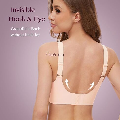 Wireless Bras for Women No Underwire Full Coverage Bralettes for Women V Neck Smooth Everyday Bras with Extender in Saudi Arabia