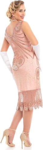 PrettyGuide 1920s Dress for Women Gatsby V Neck Sequin Oval Fringe Flapper Dresses Roaring 20s Party in Saudi Arabia