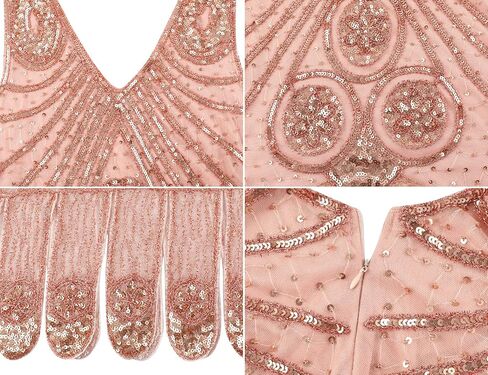 PrettyGuide 1920s Dress for Women Gatsby V Neck Sequin Oval Fringe Flapper Dresses Roaring 20s Party in Saudi Arabia