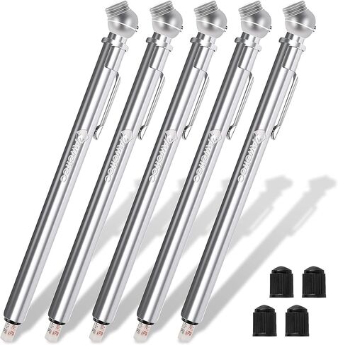 Pencil Tire Pressure Gauge (10-75PSI) Stainless Steel Body and Metal Made Nozzle 3 Measurements for Cars, Pickups, RVs, Bicycles (5 Pack) in Saudi Arabia
