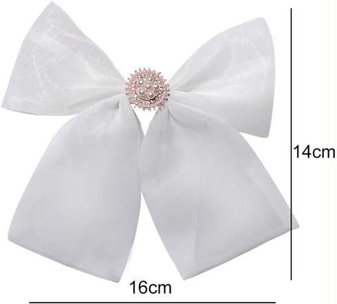 Fashion Elegant Organza Ribbon Bow Tie Brooch Pins for Women Girls Pearl Bow Tie Pre-Tied Bowknot Pin Corsage Collar accessory in Kuwait
