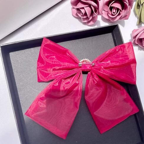 Fashion Elegant Organza Ribbon Bow Tie Brooch Pins for Women Girls Pearl Bow Tie Pre-Tied Bowknot Pin Corsage Collar accessory in Kuwait