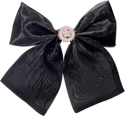 Fashion Elegant Organza Ribbon Bow Tie Brooch Pins for Women Girls Pearl Bow Tie Pre-Tied Bowknot Pin Corsage Collar accessory in Kuwait