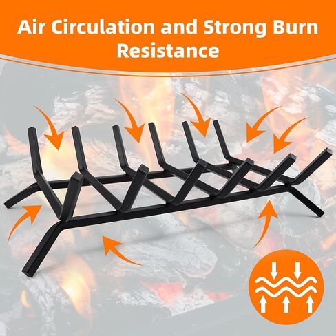 Fireplace Log Holder,Fire Place Grate Cast Iron 21 inch Fireplace Grate for Inside Fireplace Accessories Heavy Duty Wood Holders Firewood Indoor,Fire Wood Racks Outdoor in Saudi Arabia