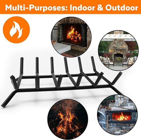Fireplace Log Holder,Fire Place Grate Cast Iron 21 inch Fireplace Grate for Inside Fireplace Accessories Heavy Duty Wood Holders Firewood Indoor,Fire Wood Racks Outdoor in Saudi Arabia