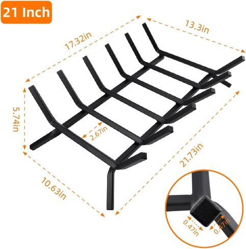 Fireplace Log Holder,Fire Place Grate Cast Iron 21 inch Fireplace Grate for Inside Fireplace Accessories Heavy Duty Wood Holders Firewood Indoor,Fire Wood Racks Outdoor in Saudi Arabia