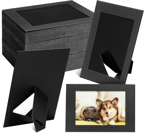 50 Pack Paper Picture Frames 4 x 6 Inches, Cardboard Photo Frames with Easels, DIY Craft Picture Frames for Wall or Table Top (Black) in Saudi Arabia