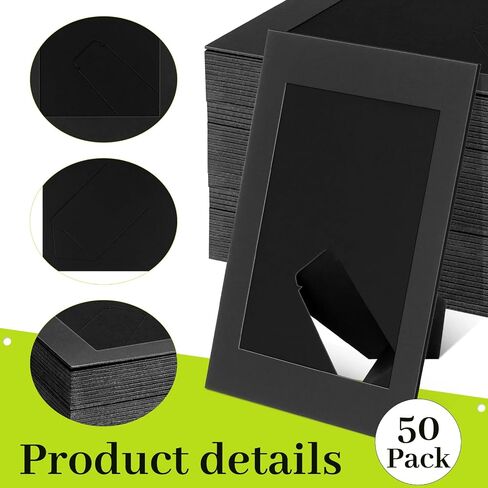50 Pack Paper Picture Frames 4 x 6 Inches, Cardboard Photo Frames with Easels, DIY Craft Picture Frames for Wall or Table Top (Black) in Saudi Arabia