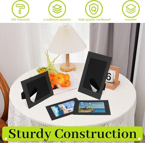 50 Pack Paper Picture Frames 4 x 6 Inches, Cardboard Photo Frames with Easels, DIY Craft Picture Frames for Wall or Table Top (Black) in Saudi Arabia
