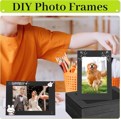 50 Pack Paper Picture Frames 4 x 6 Inches, Cardboard Photo Frames with Easels, DIY Craft Picture Frames for Wall or Table Top (Black) in Saudi Arabia