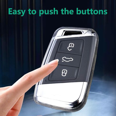 for VW Key Fob Cover TPU 3 Buttons Car Key Fob Case Fit for Volkswagen VW Car Key Tiguan Jetta Beetle Passat Golf GTI Accessories Car Remote Key Case Shell Protector(Black) in Saudi Arabia