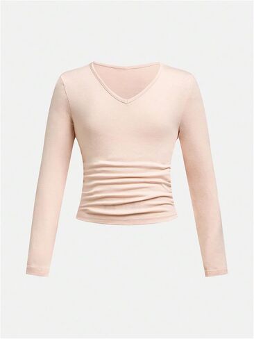 SOLY HUX Girl's Ruched Long Sleeve Shirts 3 Packs V Neck Basic Spring Fall T-Shirts Tops in Kuwait