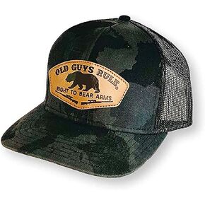 Old Guys Rule Men's Trucker Hat, Bear Patch - Gift for Dad, Grandpa, Husband, Father's Day, Birthday, Holiday - Funny Novelty Hat for Hunting Season, Outdoorsmen, Camo Lovers, Opening Day (Black Camo)
