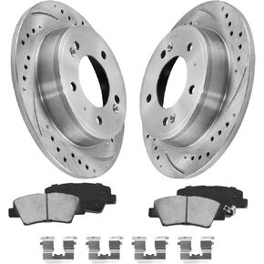 Anpulsero Rear Automotive Replacement Brake Kit, Brake Rotors Ceramic Brake Pads Compatible with 2011-2020 Hyundai Elantra, 2012-2017 Hyundai Velosterp|Brake Pads and Rotors Kit |262mm(10.3in)