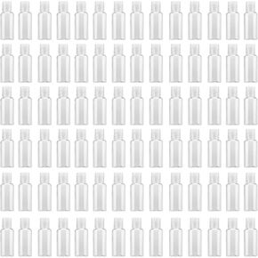 MOUYAT 110 Pack 1oz Clear Plastic Flip Cap Bottles, 30ml Empty Squeeze Travel Bottles with Flip Cap, Mini Refillable Flip Cap Travel Size Sample Containers for Lotion, Cream and Toiletries