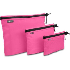 GOX 3 Pack Travel Toiletry Bag for Men Carry On Packing Organizer Zipper Pouch Portable Cosmetic Pouch Accessory Document Electronics (Orange)