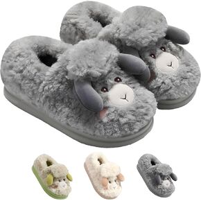 Cute Animal Slippers for Women Men Winter Warm Memory Foam Fuzzy Slippers Comfy Fluffy Slippers Non-slip Plush Slippers Cartoon Sheep Slippers Cotton Home Slippers Indoor Outdoor Shoes