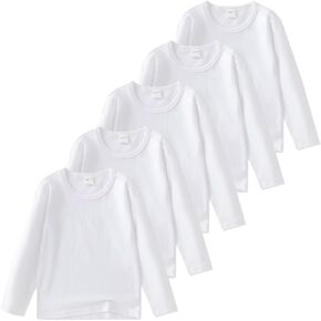 5-Pack Girls' Long Sleeve Shirts Kids Basic Long Sleeve Tees Toddlers' Crew Neck Soft Fall Tops