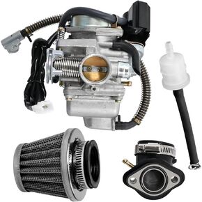 GY6 125cc Carburetor Replacement For Scooter 152QMJ 157QMI, 152QMJ Carburetor Compatible With GY6 4-stroke Engine 150cc Carburetor Electric Damper Motorcycle With Intake Manifold