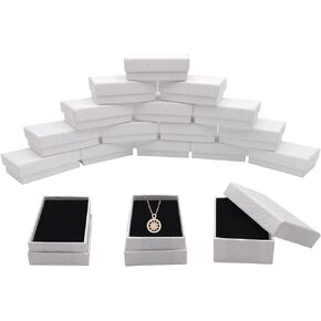 24 PCS Cardboard Jewelry Boxes White Packaging Box with Black Sponge Inside Paper Jewelry Boxes for Necklaces Earrings Ring Bracelet Gift Jewelry Display(3.2x2inch)
