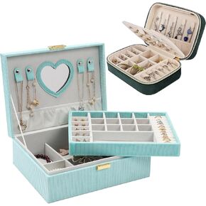 Dajasan 2-Layer Velvet Jewelry Box + Portable Travel Jewelry Box